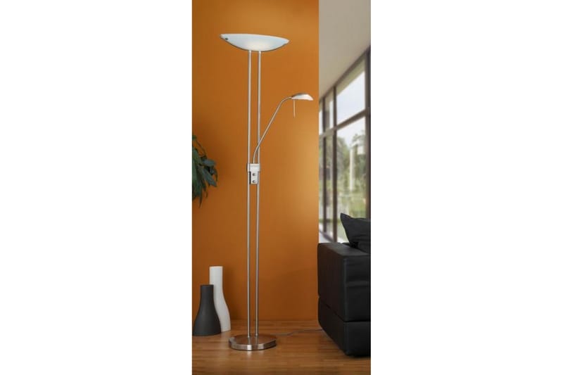Golvlampa med Läsarm Baya Nickel/Satin - Eglo - Uplight golvlampa - Golvlampa - Hall lampa