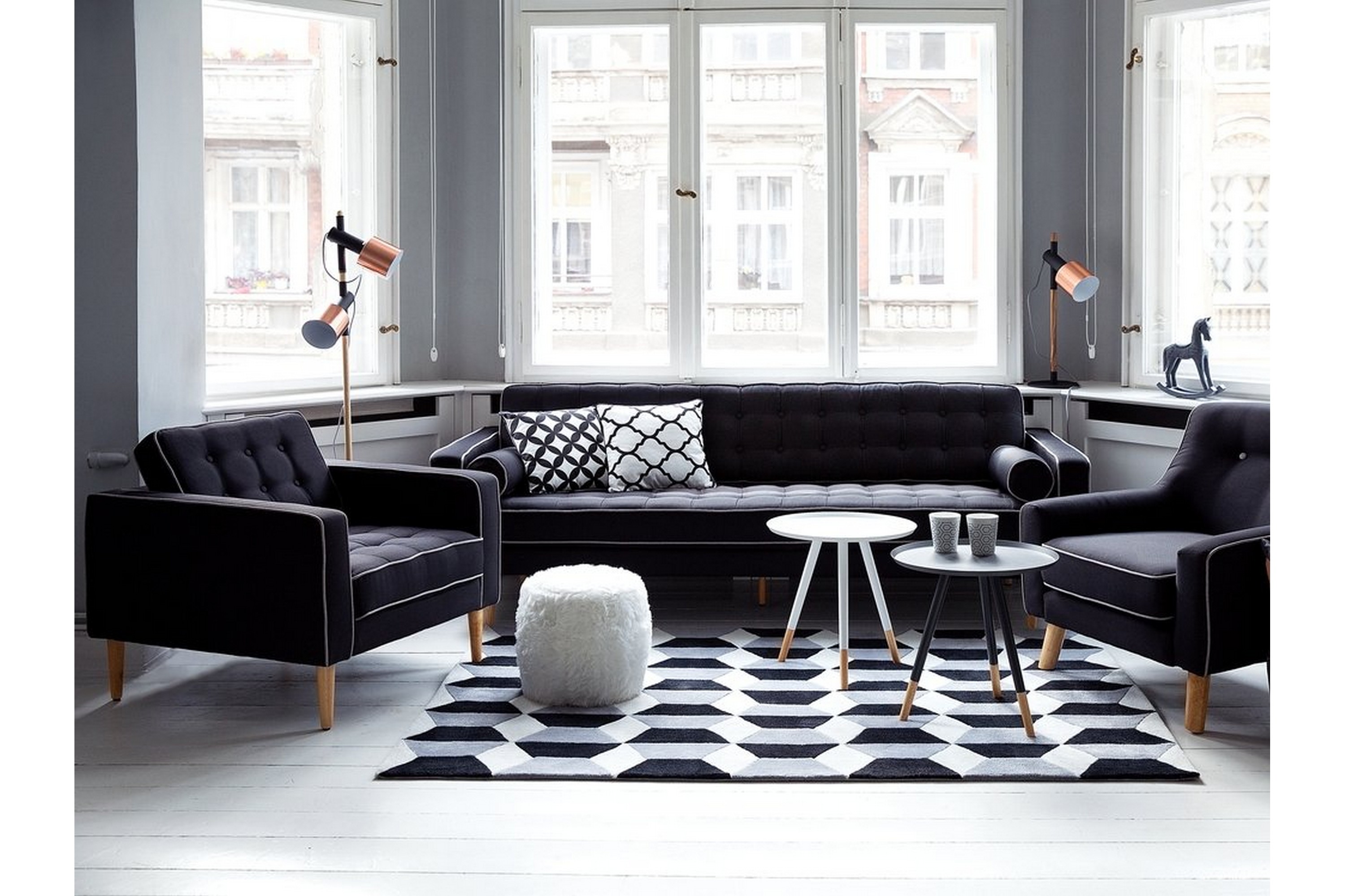 Golvlampa Owens 130 cm Svart