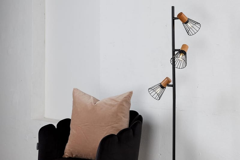 Golvlampa Soliat Dimbar LED Liten - Svart - Golvlampa - Hall lampa - Trearmad golvlampa