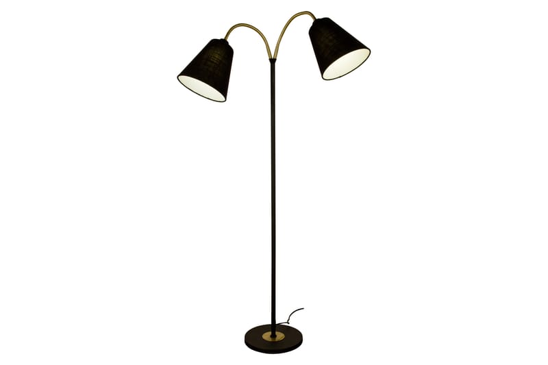 LJUSDAL golvlampa 2-arm svart/matt mässing - Aneta Lighting - Golvlampa - Hall lampa - Tvåarmad golvlampa
