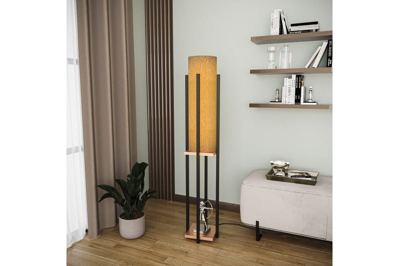 Golvlampa Ratmo Sudampa (Hyllhöjd: 60 cm) Svart / Koppar 2 - Svart / Koppar 2 - Belysning - Lampor & belysning inomhus - Golvlampa