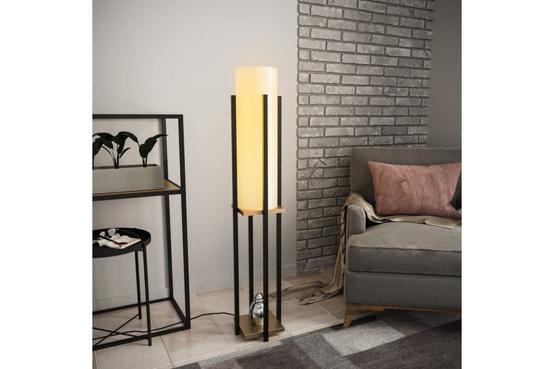 Golvlampa Ratmo Sudampa (Hyllhöjd: 60 cm) Svart / Ranybeige - Svart / Ranybeige - Belysning - Lampor & belysning inomhus - Golvlampa