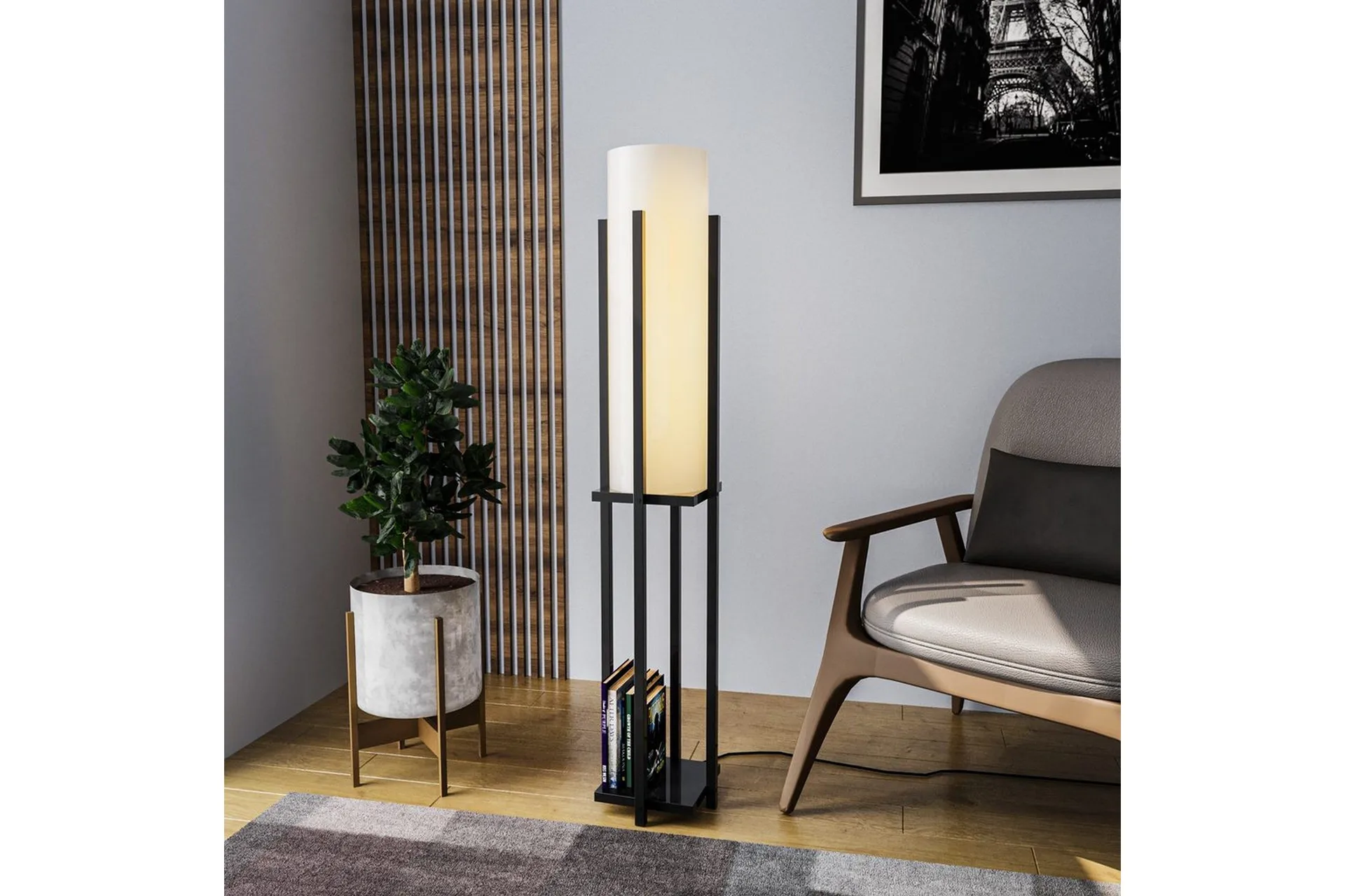 Golvlampa Ratmo Sudampa (Hyllhöjd: 60 cm) Svart Beige - Svart Beige