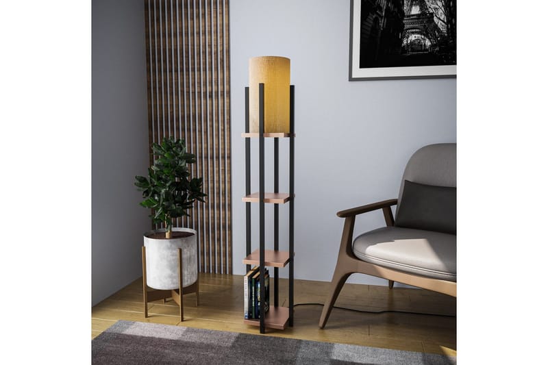 Golvlampa Ratmo Sudampa Lumi (Hyllhöjd: 29 cm) Svart / Kopparträ - Svart / Kopparträ - Belysning - Lampor & belysning inomhus - Golvlampa