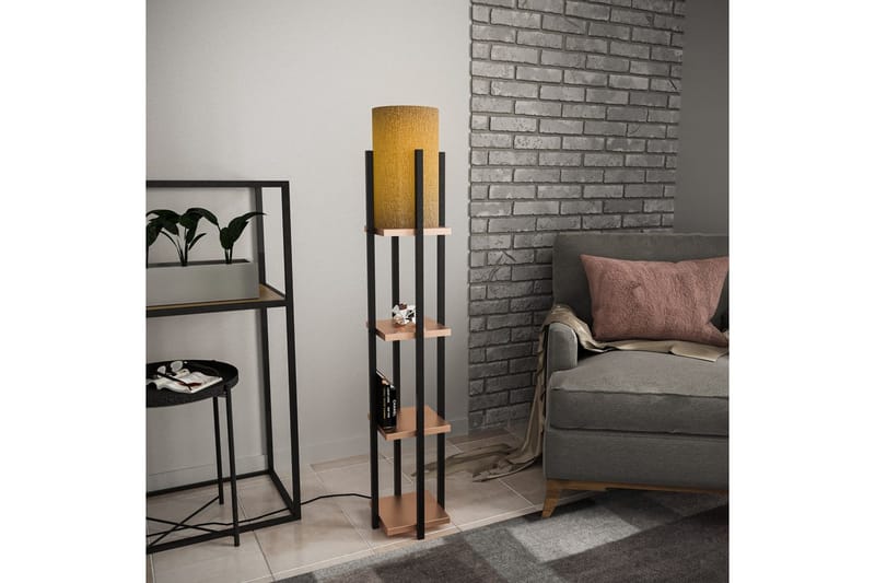 Golvlampa Ratmo Sudampa Lumi (Hyllhöjd: 29 cm) Svart / Kopparträ - Svart / Kopparträ - Belysning - Lampor & belysning inomhus - Golvlampa