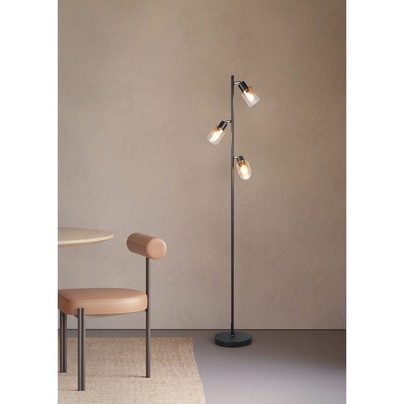 Golvlampa TRIO Cadiz - Mattsvart/Bärnsten - Belysning - Lampor & belysning inomhus - Golvlampa