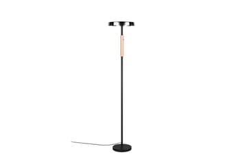Golvlampa TRIO Celeste Mattsvart/kromad/trä - Mattsvart/kromad/trä - Belysning - Lampor & belysning inomhus - Golvlampa