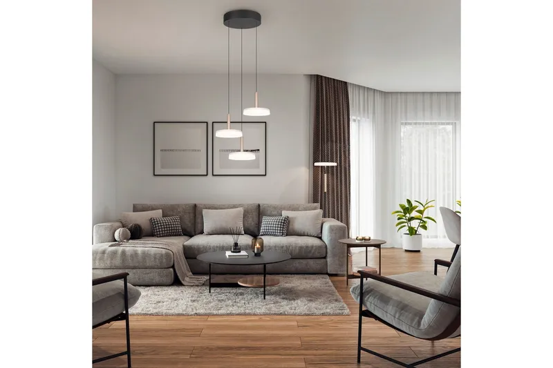 Golvlampa TRIO Celeste Mattsvart/vit/kaffebrun - Mattsvart/vit/kaffebrun - Belysning - Lampor & belysning inomhus - Golvlampa