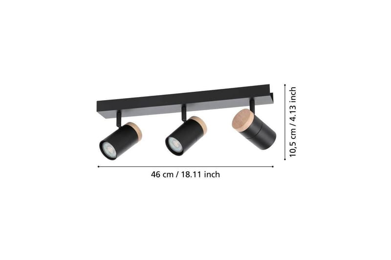 LED-spotlight Eglo Cartagena Svart/Trä 3 Lampor - 3 Lampor - Belysning - Lampor & belysning inomhus - Hall lampa