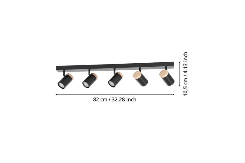 LED-spotlight Eglo Cartagena Svart/Trä 5 Lampor - 5 Lampor - Belysning - Lampor & belysning inomhus - Hall lampa