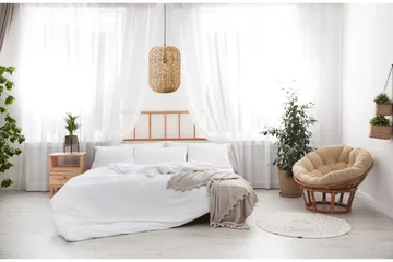 Runa Taklampa E27 35cm mattsvart/rotting - Matt svart/Natur - Belysning - Lampor & belysning inomhus - Sovrumslampa - Taklampa sovrum