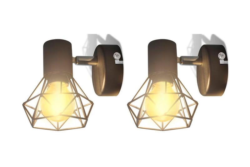 2 Vägglampor i industri-design med LED-glödlampor svart - Svart - Väggarmatur - Sänglampa vägg - Vägglampa