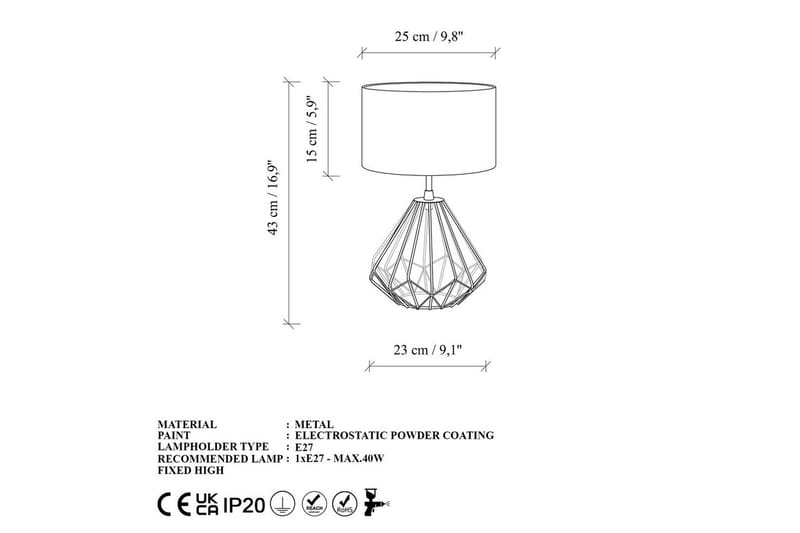 Bordslampa Almasi Vit / Svart - Vit / Svart - Belysning - Lampor & belysning inomhus - Sovrumslampa - Sänglampa - Sängbordslampa