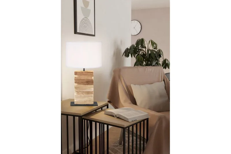 Bordslampa Eglo Contessore Rak Vit/trä - Belysning - Lampor & belysning inomhus - Sovrumslampa - Sänglampa - Sängbordslampa