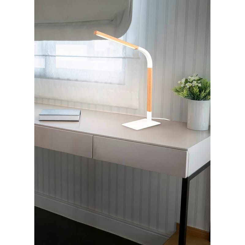 Bordslampa Norris - Mattvit/trä - Belysning - Lampor & belysning inomhus - Sovrumslampa - Sänglampa - Sängbordslampa