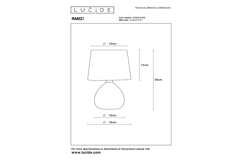 Bordslampa Ramzi 19 cmRund Benvit - Lucide - Fönsterlampa - Bordslampa - Fönsterlampa på fot - Sängbordslampa - Hall lampa