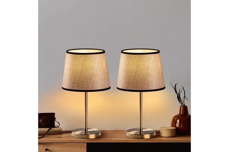 Bordslampset (2 stycken) Jaspal Antik / Svart - Antik / Svart - Belysning - Lampor & belysning inomhus - Sovrumslampa - Sänglampa - Sängbordslampa