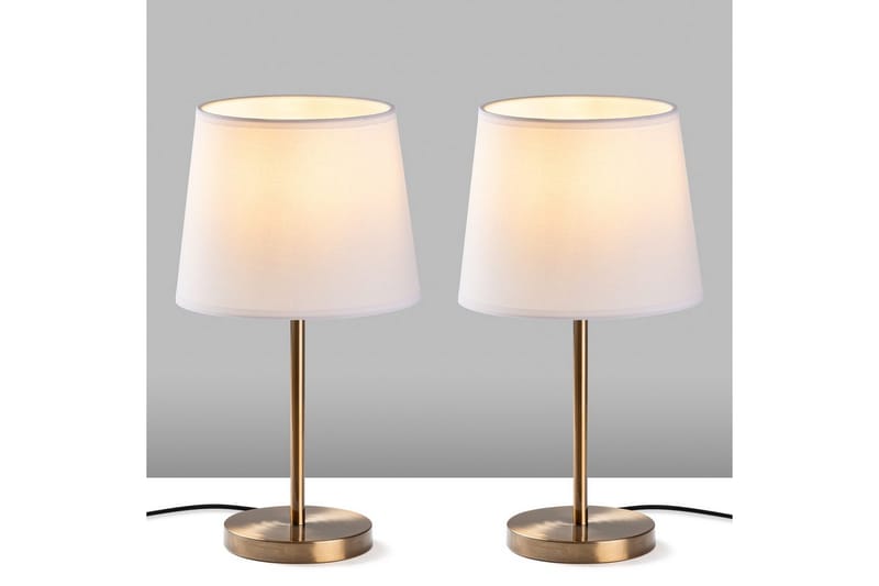 Bordslampset (2 stycken) Jaspal Antik / Vit - Antik / Vit - Belysning - Lampor & belysning inomhus - Sovrumslampa - Sänglampa - Sängbordslampa