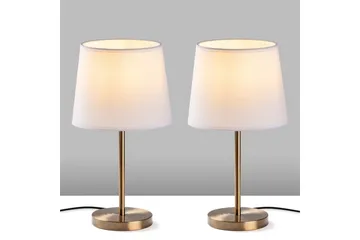 Bordslampset (2 stycken) Jaspal Antik / Vit - Antik / Vit - Belysning - Lampor & belysning inomhus - Sovrumslampa - Sänglampa - Sängbordslampa