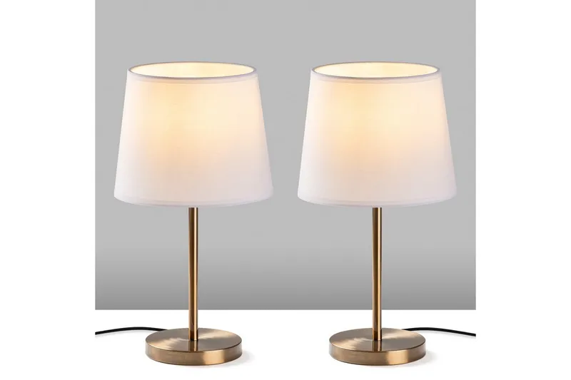 Bordslampset (2 stycken) Jaspal Antik / Vit - Antik / Vit - Belysning - Lampor & belysning inomhus - Sovrumslampa - Sänglampa - Sängbordslampa