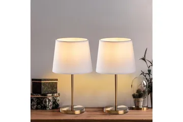 Bordslampset (2 stycken) Jaspal Antik / Vit - Antik / Vit - Belysning - Lampor & belysning inomhus - Sovrumslampa - Sänglampa - Sängbordslampa