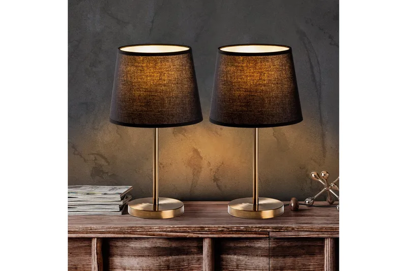 Bordslampset (2 stycken) Jaspal Mörk Antik - Mörk Antik - Belysning - Lampor & belysning inomhus - Sovrumslampa - Sänglampa - Sängbordslampa