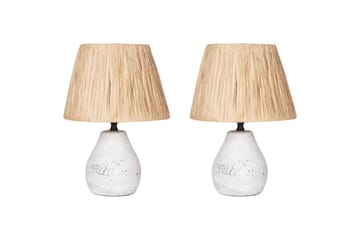 Favignito Bordslampa 2 st 31 cm E27 - Vit/Natur - Belysning - Lampor & belysning inomhus - Sovrumslampa - Sänglampa - Sängbordslampa