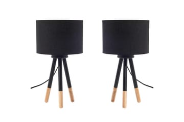 Ligavol Bordslampa 40 cm 2 st E27 - Svart/Ljus trä - Belysning - Lampor & belysning inomhus - Sovrumslampa - Sänglampa - Sängbordslampa