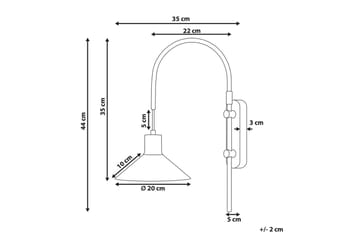 Ozmi Vägglampa 44 cm E27 - Guld/Vit - Belysning - Lampor & belysning inomhus - Sovrumslampa - Sänglampa - Sänglampa vägg