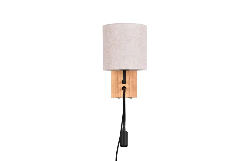 Nilam Vägglampa med läslampa 18 cm LED + E27 trä - Trä/Beige - Belysning - Lampor & belysning inomhus - Sovrumslampa - Sänglampa - Sänglampa vägg