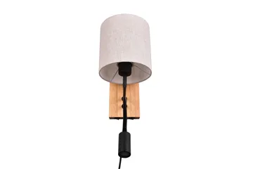 Nilam Vägglampa med läslampa 18 cm LED + E27 trä - Trä/Beige - Belysning - Lampor & belysning inomhus - Sovrumslampa - Sänglampa - Sänglampa vägg