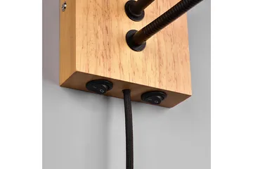 Nilam Vägglampa med läslampa 18 cm LED + E27 trä - Trä/Beige - Belysning - Lampor & belysning inomhus - Sovrumslampa - Sänglampa - Sänglampa vägg