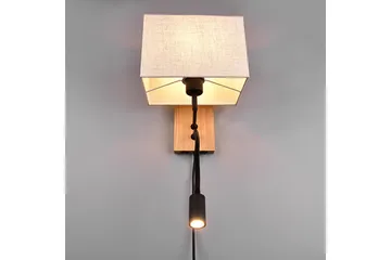 Nilam Vägglampa med läslampa 25 cm LED + E27 trä - Trä/Beige - Belysning - Lampor & belysning inomhus - Sovrumslampa - Sänglampa - Sänglampa vägg