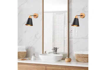 Vägglampa Sudalwani Svart / Ek - Svart / Ek - Belysning - Lampor & belysning inomhus - Sovrumslampa - Sänglampa - Sänglampa vägg