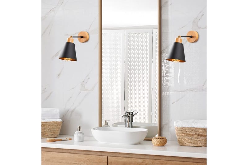 Vägglampa Sudalwani Svart / Ek - Svart / Ek - Belysning - Lampor & belysning inomhus - Sovrumslampa - Sänglampa - Sänglampa vägg