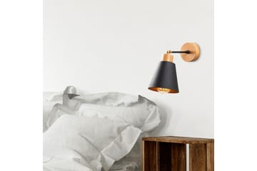 Vägglampa Sudalwani Svart / Ek - Svart / Ek - Belysning - Lampor & belysning inomhus - Sovrumslampa - Sänglampa - Sänglampa vägg