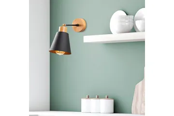 Vägglampa Sudalwani Svart / Ek - Svart / Ek - Belysning - Lampor & belysning inomhus - Sovrumslampa - Sänglampa - Sänglampa vägg