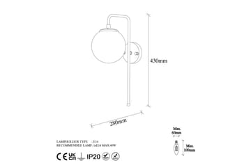 Vägglampa Tolra Vintage Transparent - Transparent - Belysning - Lampor & belysning inomhus - Sovrumslampa - Sänglampa - Sänglampa vägg