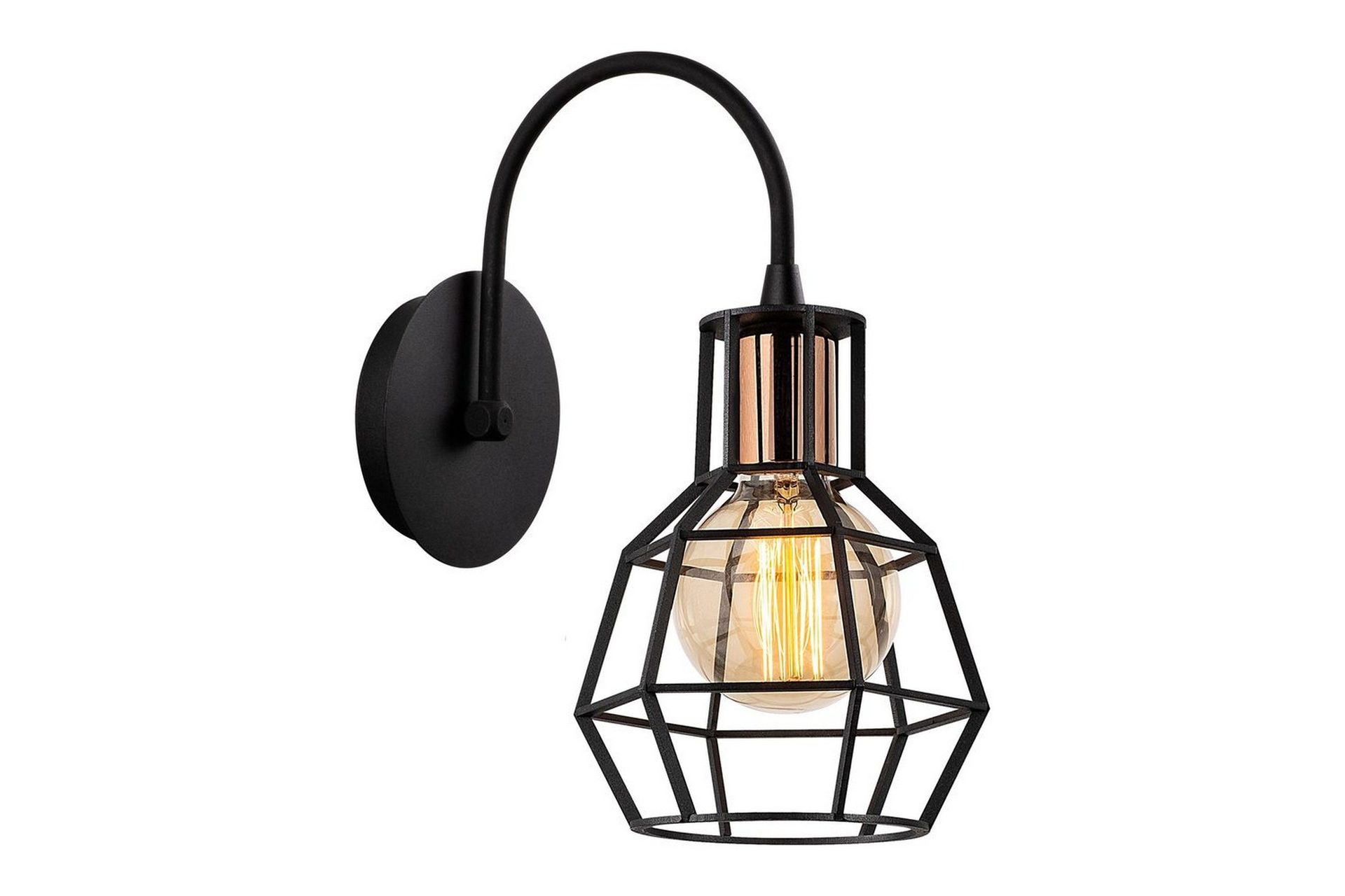 Vägglampa Halieland Svart / Brons - Svart