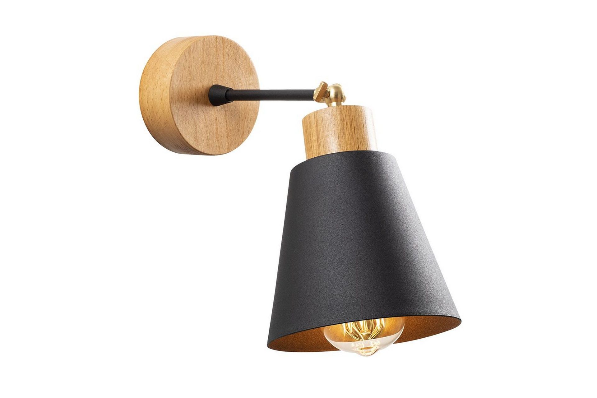 Vägglampa Sudalwani Svart / Ek - Svart / Ek