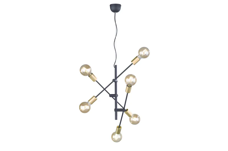 Cross Taklampa 6L E27 mattsvart/ guld, Matt svart/Guld