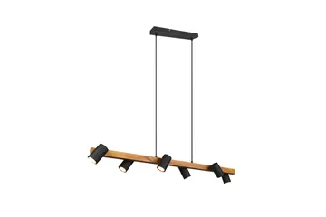 Marley Taklampa 115cm 6L 6xGU10 mattsvart/ trä - Matt svart/Trä - Belysning - Lampor & belysning inomhus - Sovrumslampa - Taklampa sovrum