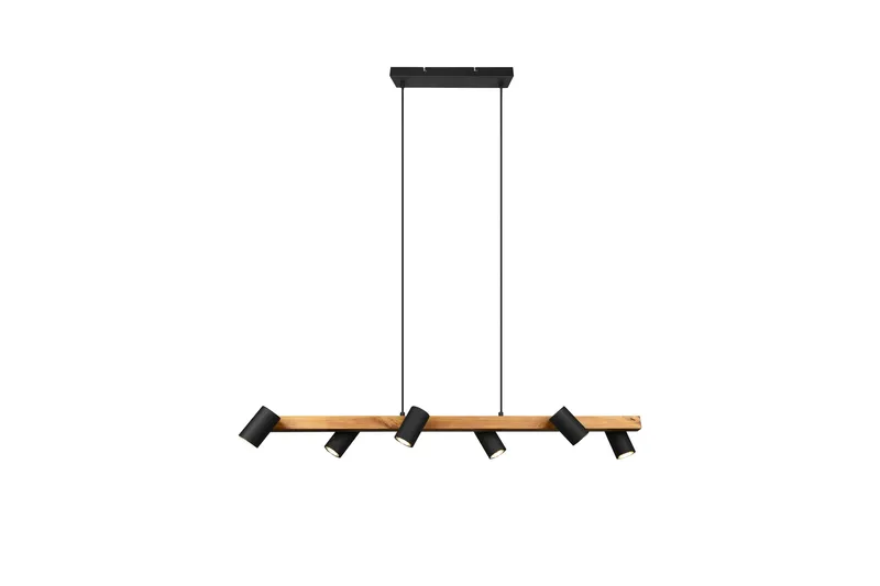 Marley Taklampa 115cm 6L 6xGU10 mattsvart/ trä - Matt svart/Trä - Belysning - Lampor & belysning inomhus - Sovrumslampa - Taklampa sovrum