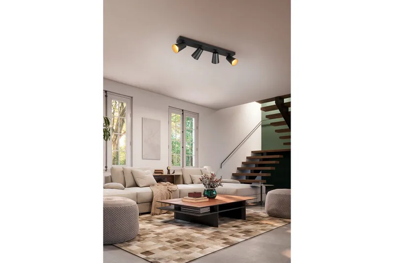 Spot TRIO Sharp 4-del, Mattsvart/guld - 4-del, Mattsvart/guld - Belysning - Lampor & belysning inomhus - Hall lampa