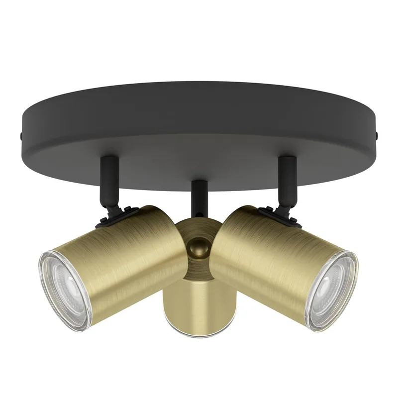 Spotlight Consuma Rund med 3 Lampor, Svart/Mässing