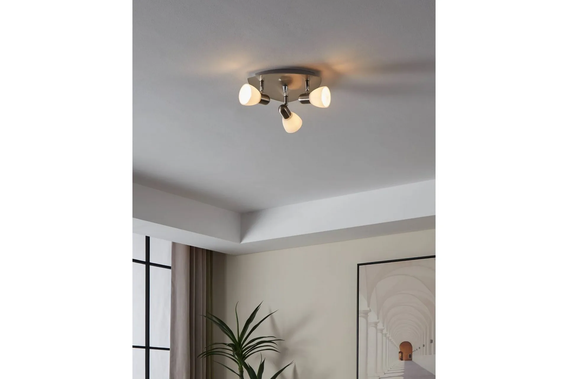 Alternativ bild 1 för EGLO ENEA, Utanpåliggande spotlight, E14, 3 lampor, Nickel, Vit