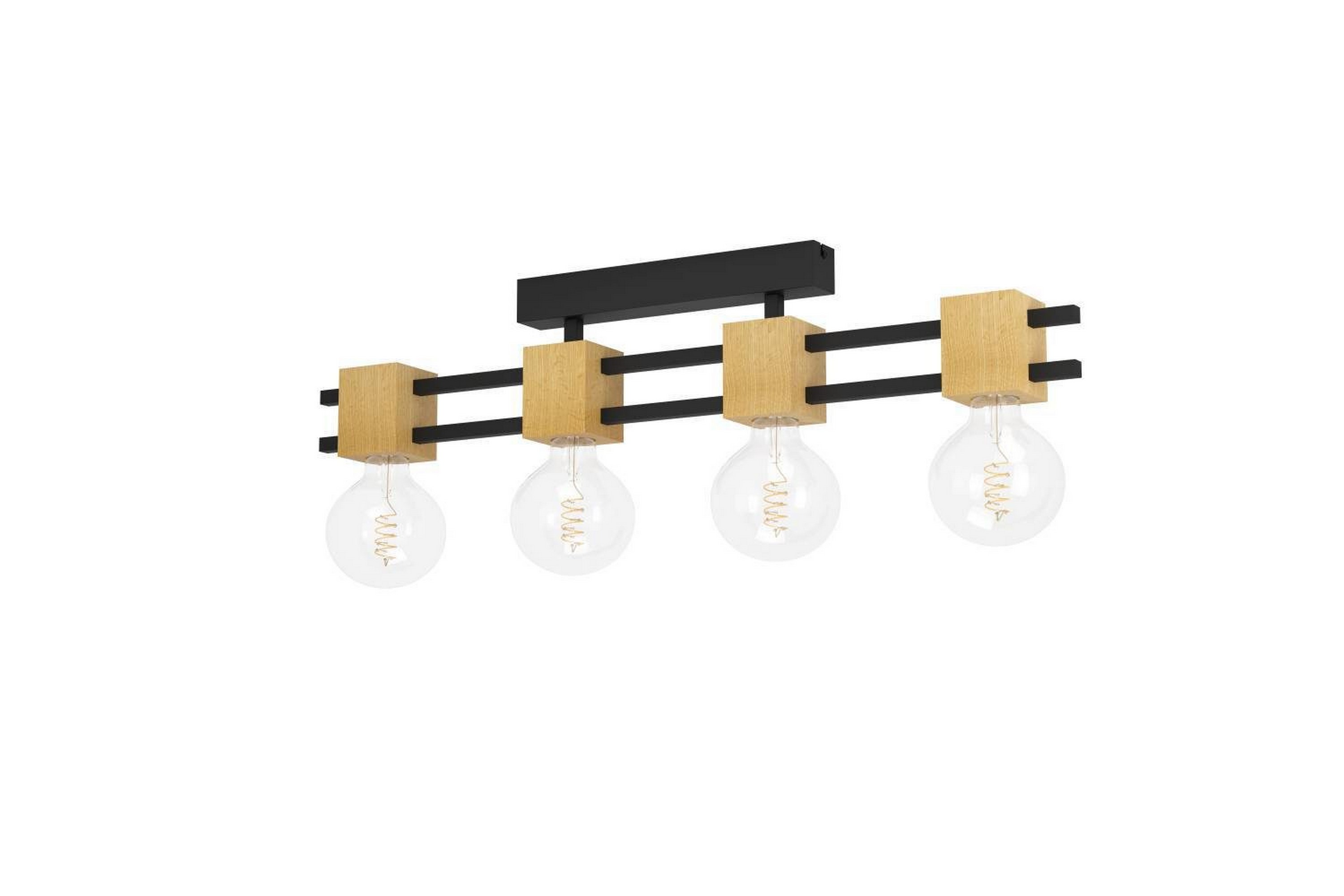 Takbelysning Eglo Levantara Svart/Trä med 4 Lampor -