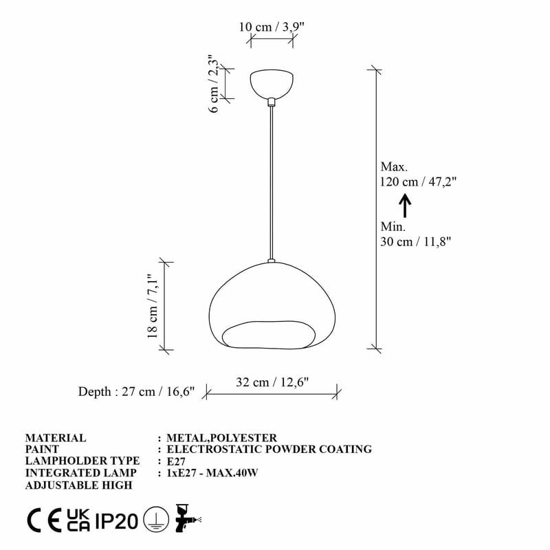 Cadros Pendellampa - Vit - Belysning - Lampor & belysning inomhus - Taklampa & takbelysning - Kristallkrona & takkrona