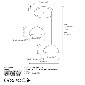 Cadros Pendellampa - Vit - Belysning - Lampor & belysning inomhus - Taklampa & takbelysning - Kristallkrona & takkrona