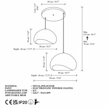 Cadros Pendellampa - Vit - Belysning - Lampor & belysning inomhus - Taklampa & takbelysning - Kristallkrona & takkrona